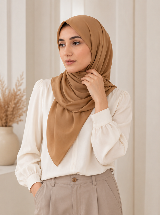 CHIFFON GEORGATE HIJAB - Summer Tan